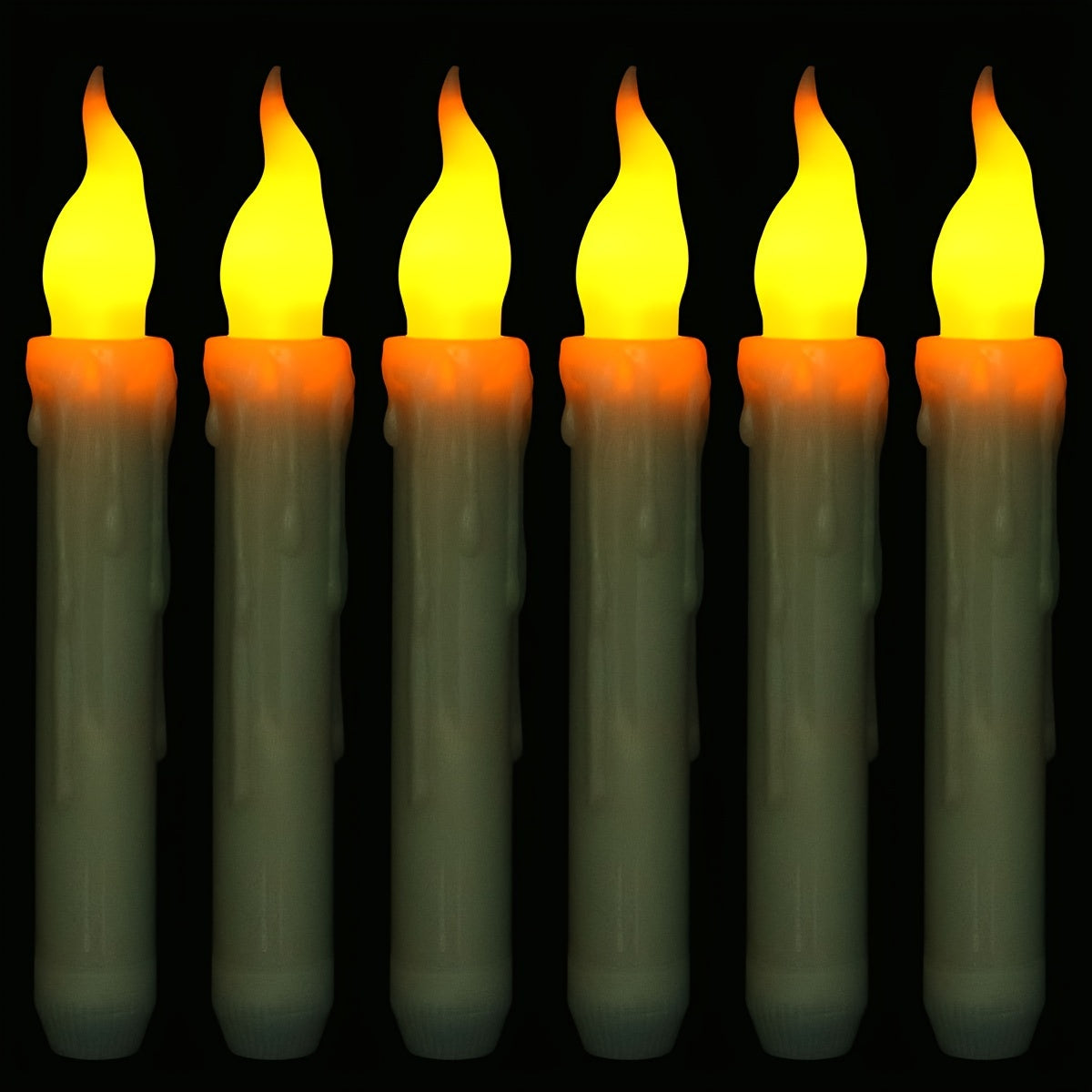 Christmas Candles 6pcs LED Long Pole Tapered Electronic Candle Wax