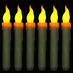 Christmas Candles 6pcs LED Long Pole Tapered Electronic Candle Wax