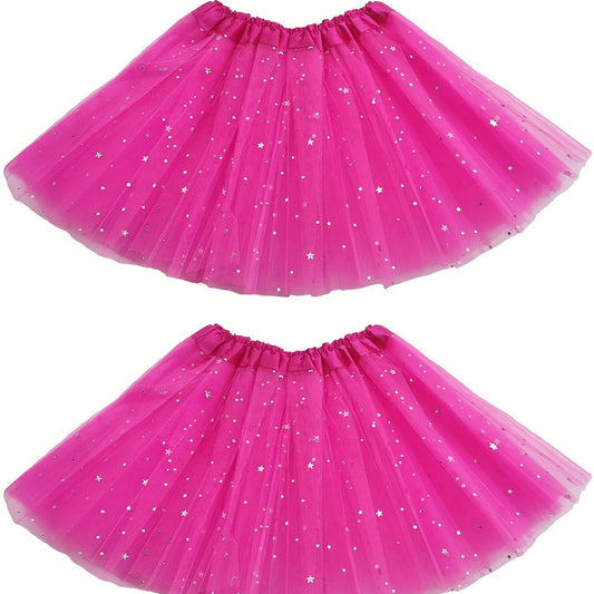 2pcs Girls Golden Stars Dancing Skirts Set for Kids Party