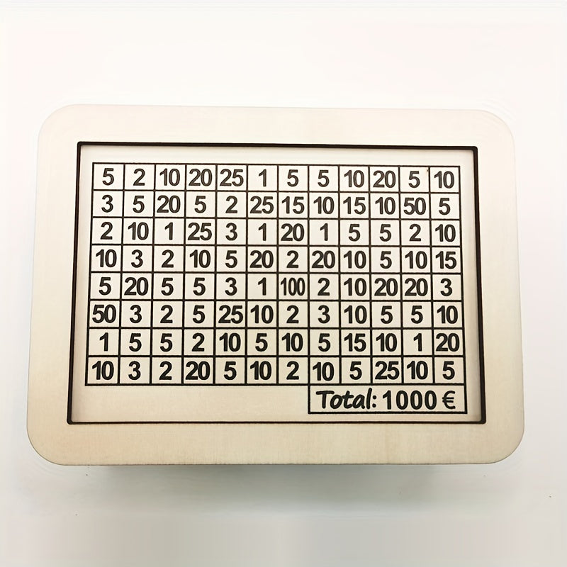 Creative Wooden Money Saving Box With 1000 500 Savings Plan Table