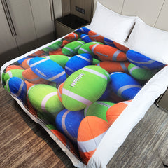 Warm Flannel Blanket with 3D Football Print