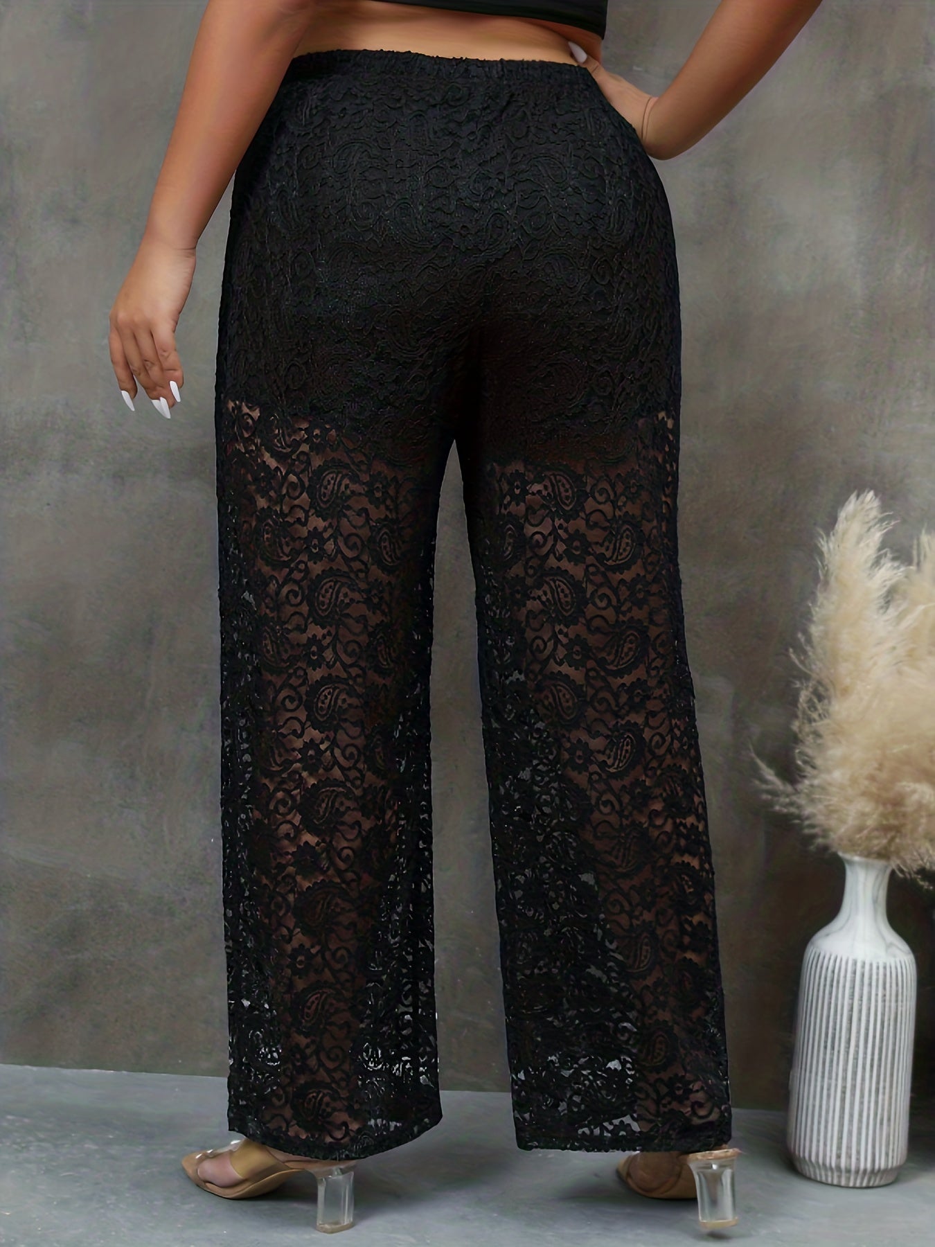  Sexy Pants Women's High Rise Lace Cut Out Elastic