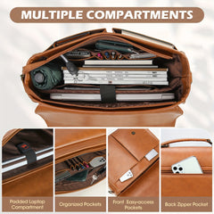 15.6 Inch Laptop Storage Briefcase Waterproof Lightweight PU Leather Tote Bag