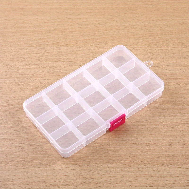 15 Grids Clear Plastic Storage Box Jewelry Organizer Fishing Tackle Container