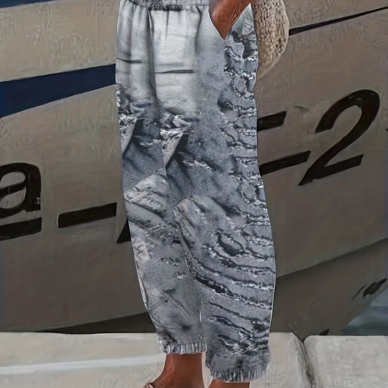  3D Print Tapered Leg Pants With Pockets