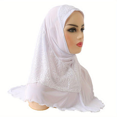 Muslim Hijab Arab Hat Lace Stitching Veil Hat for Girls