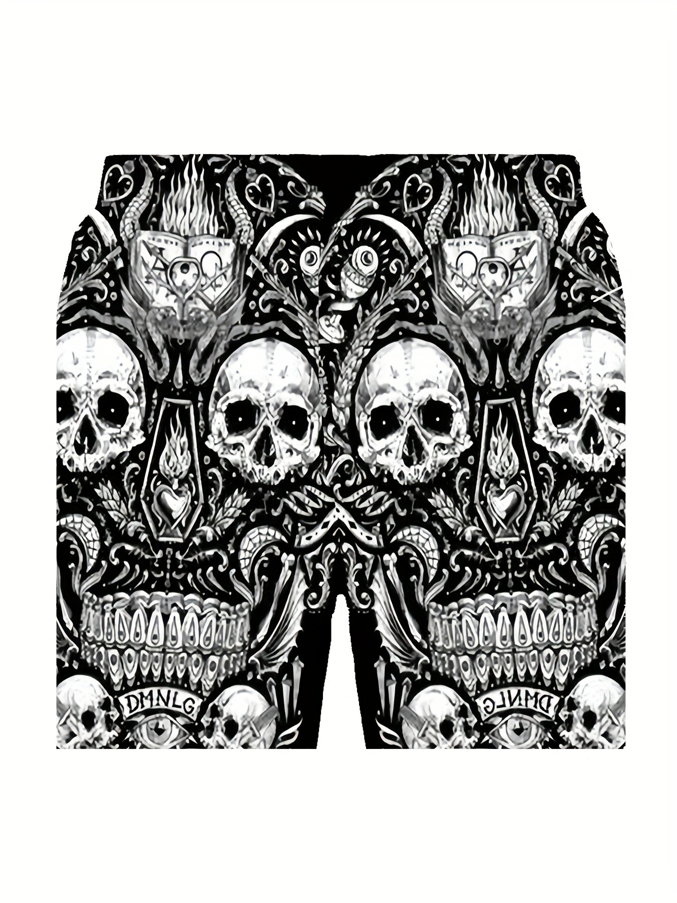 Men's Skull Graphic Active Drawstring Shorts for Summer