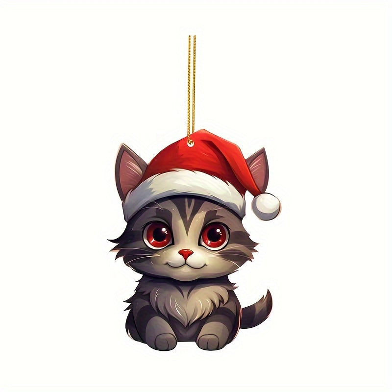 Cat Christmas 2D Hanging Ornament Xmas Tree Decoration