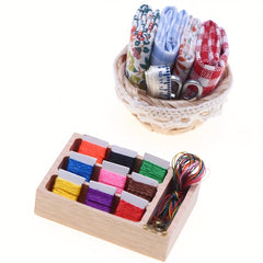 Mini Dollhouse Sewing Box Model Ornament Home Scene Prop Collectible Gift