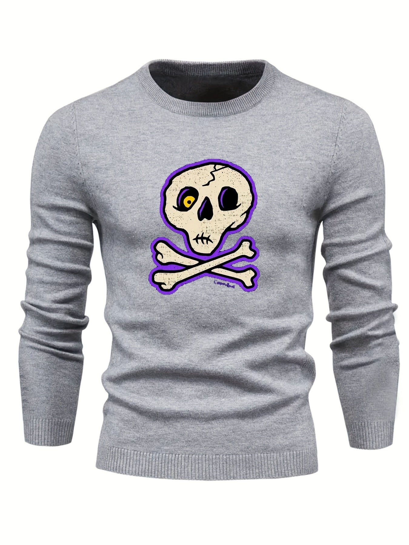 Cartoon Skull Slim Sweater for Fall Winter