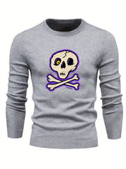 Cartoon Skull Slim Sweater for Fall Winter