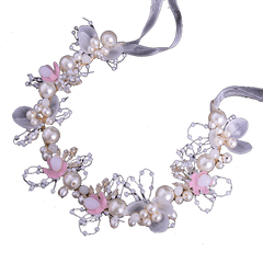 Girls Flower Headband with Faux Pearl Decoration for Wedding Party