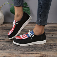 Women's Flag Print Canvas Shoes Lightweight Low Top Sneakers