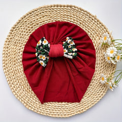 Soft Elastic Strip Flower Baby Hat With Bow For Girl