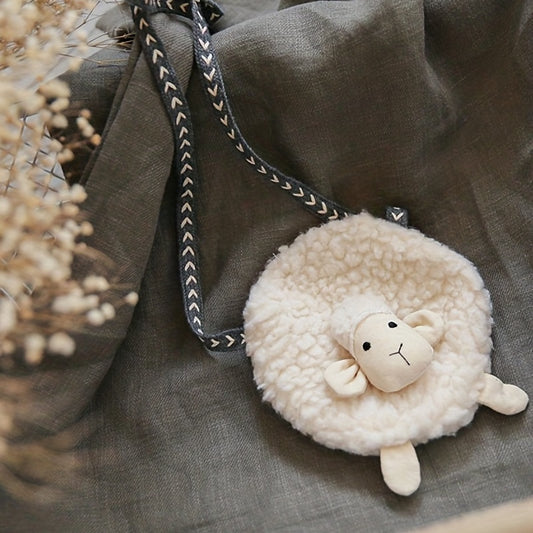 Cartoon Plush Lamb Bag Coin Purse Wallet Crossbody Bag Holiday Gift For Girls