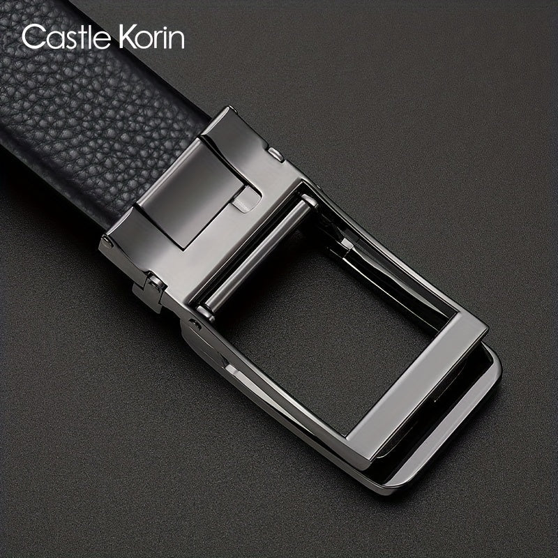 Men's Leather Casual Belt w/Automatic Buckle - Gift for Him