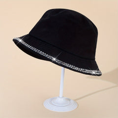 Rhinestone Decor Bucket Hat Sunscreen Fisherman Cap