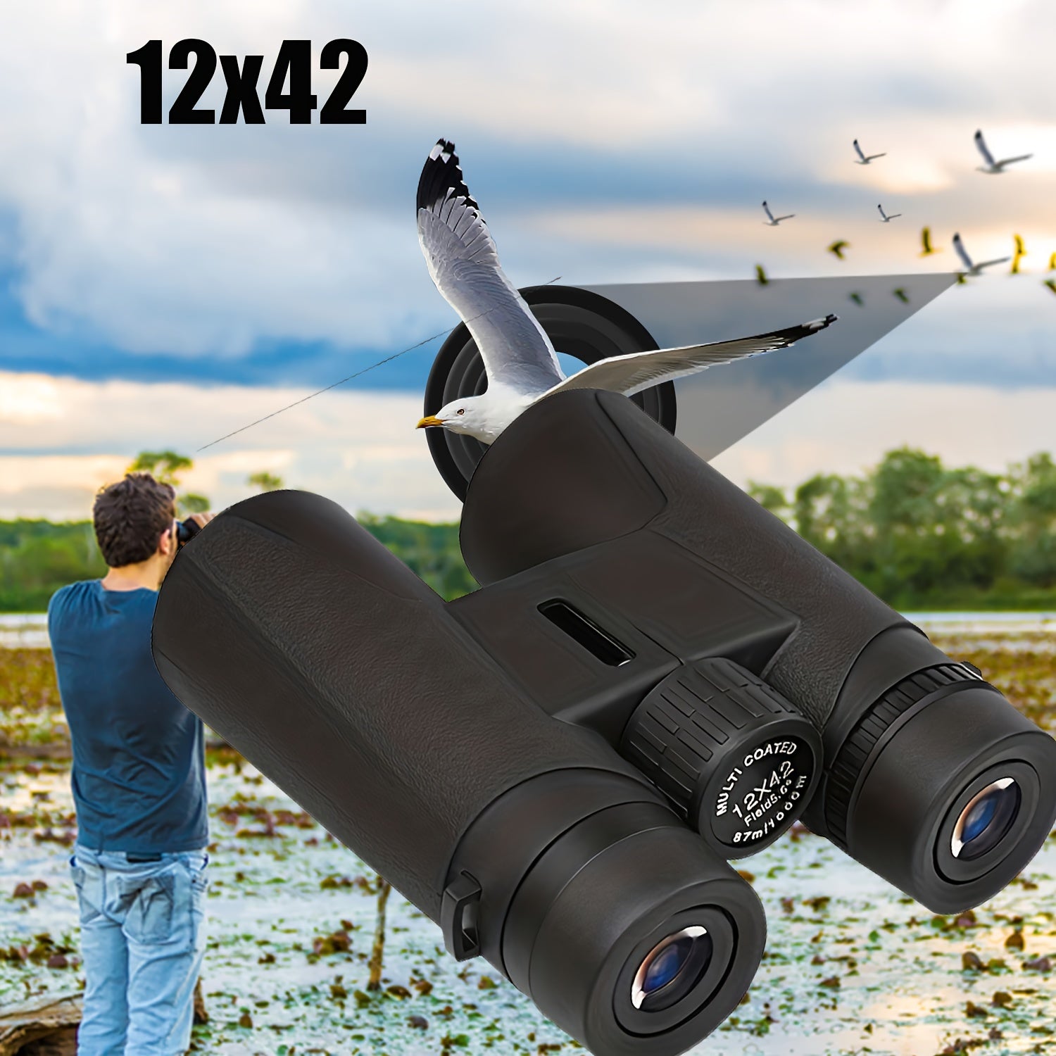 12x42 Compact Binoculars HD Portable Binoculars For Bird Watching Travel