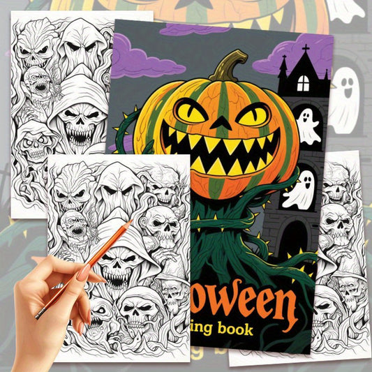 Halloween Coloring Book 22 Pages Single Sided Printed Thick Paper Fun Gift