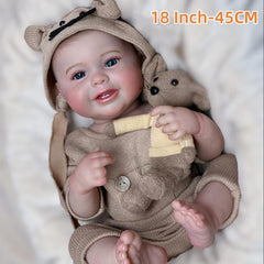 Adorable Vinyl Boy Doll with Painted Hair Teeth Waterproof Realistic Reborn Doll