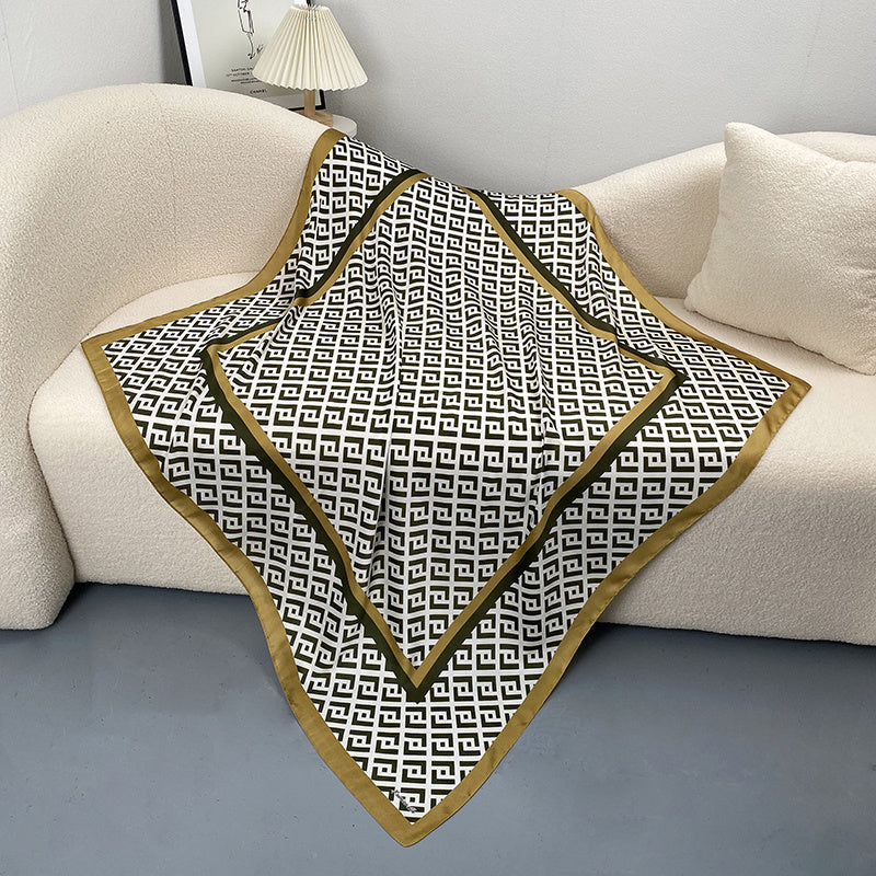 Grid Print Bandana Square Scarf