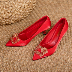 Red Rhinestone High Heel Wedding Pumps
