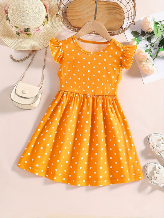 Girls Casual Dots Allover Print Summer Dress