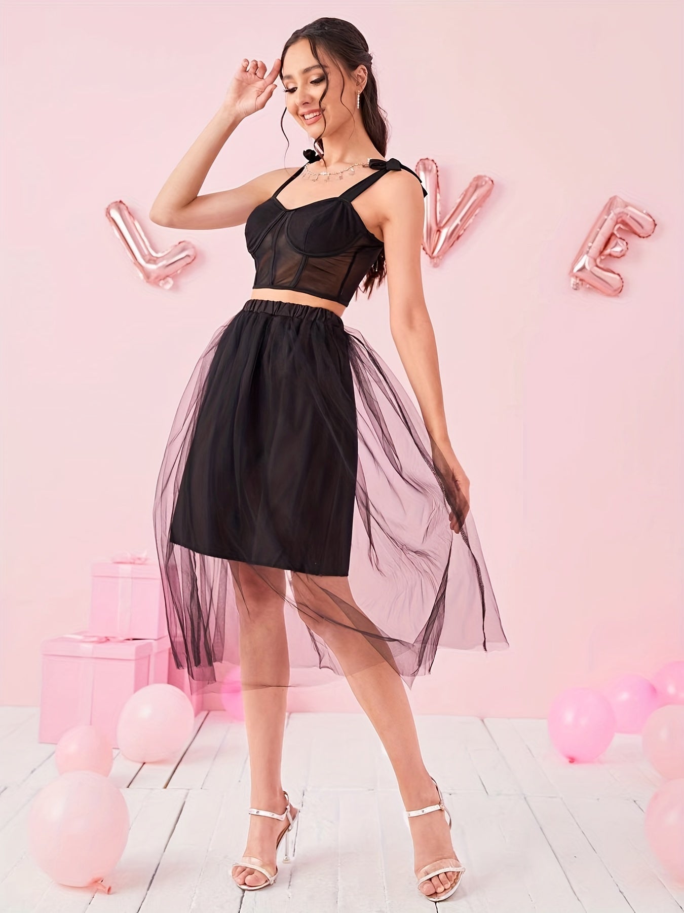 Stylish Family Matching Dress Mesh Tulle Princess Dress For Party
