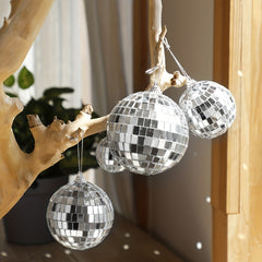 5pcs Retro Silvery Gray Mirror Disc Ball Christmas Decoration