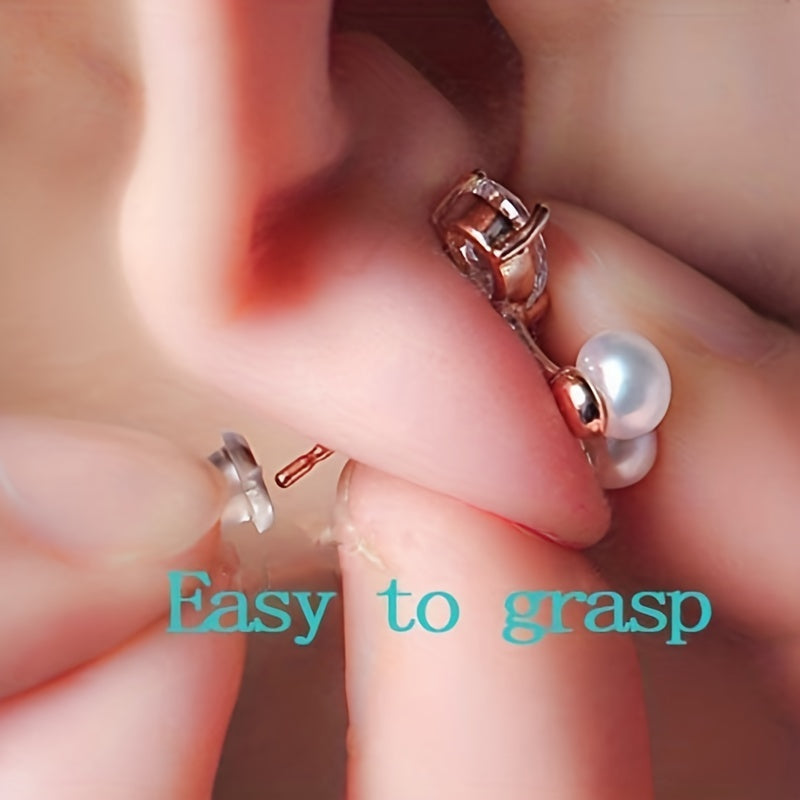 100pcs Silicone Earring Pin Backs Soft Transparent Plastic Bullet Clutch