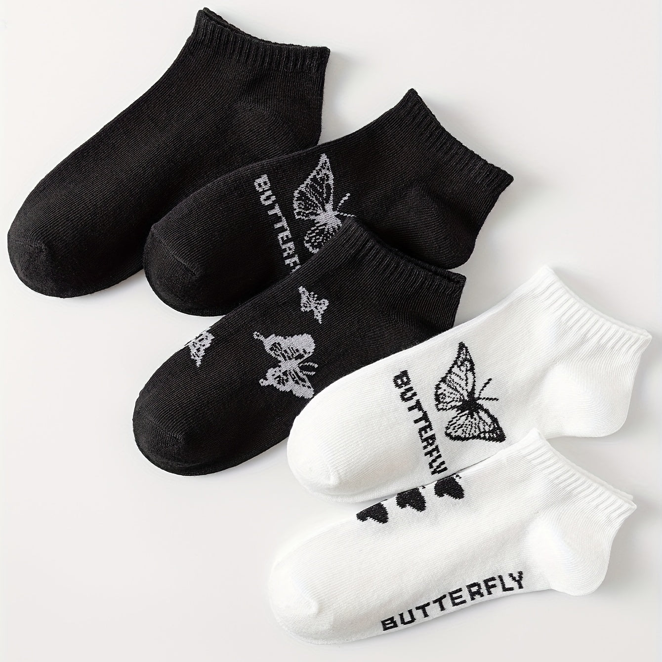 Butterfly Print Socks & Crew Short Socks Women's Stockings