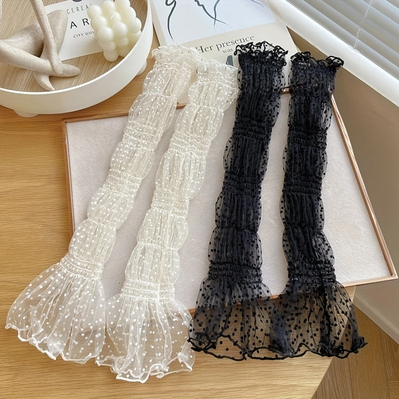 Extended Loose Gloves Polka Dot Ruffles Sunscreen Long Gloves For Women