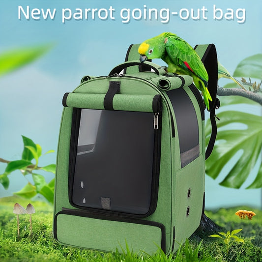 Double Shoulder Parrot Cage Breathable Bird Bag Stainless Steel Food Cup