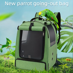 Double Shoulder Parrot Cage Breathable Bird Bag Stainless Steel Food Cup