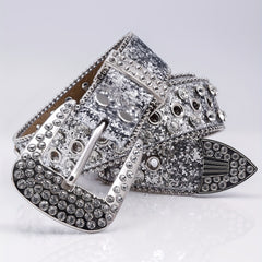 Men's Faux Diamond Leather Belt for Jeans Trousers