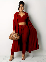 Women's Plus Solid Ribbed Knit Three Piece Set