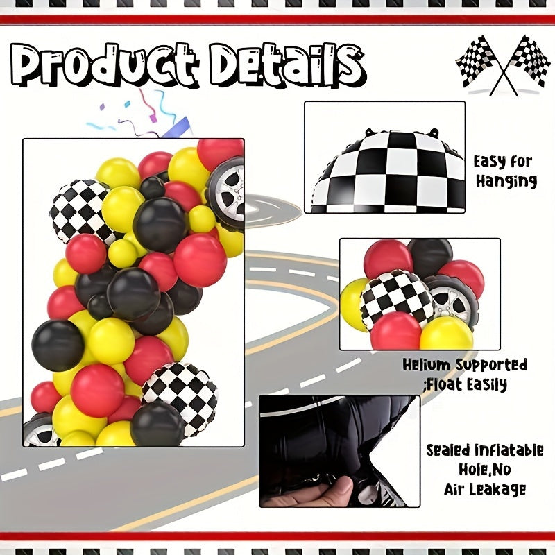 76pcs Racing Track Balloon Arch Kit for Party Decoration
