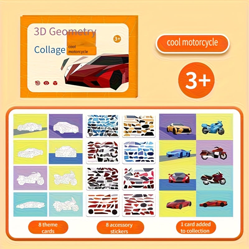 Children's 3D Geometric Puzzle Set DIY Sticker Toys for Kids Aged 3