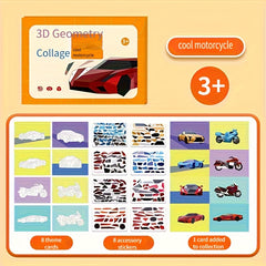 Children's 3D Geometric Puzzle Set DIY Sticker Toys for Kids Aged 3