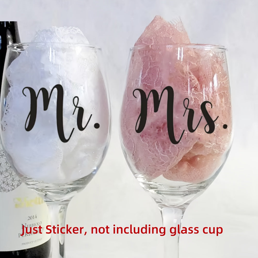 Mr & Mrs Wine Glass Decorations with Vinyl Stickers