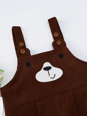 Girls Cartoon Bear Print Bib Pants for Autumn/Spring