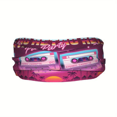 Retro Neon Sports Headband - Cassette Tape & Palm Tree Design