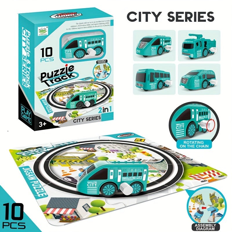 10pcs Kids Fire Protection Car Puzzle Tracks Game
