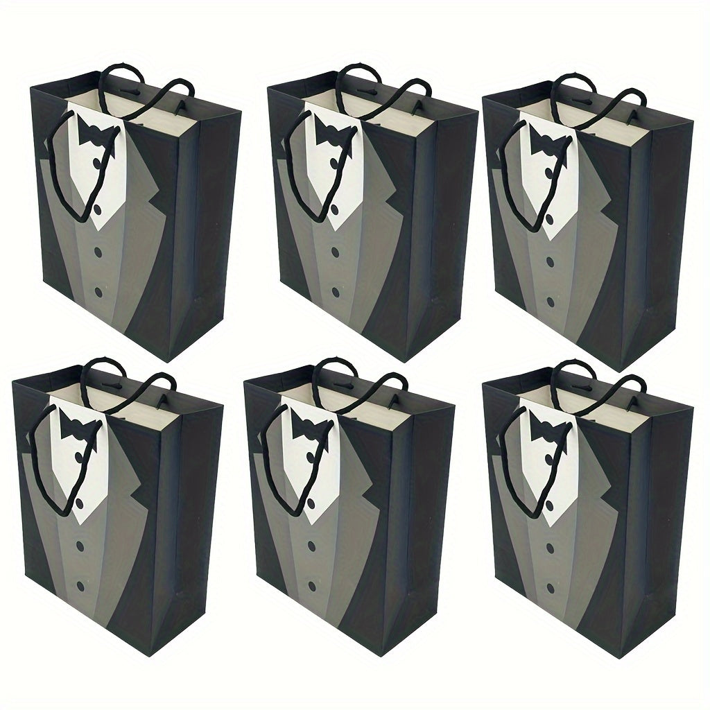 3D Tuxedo Satin Bow Tie Gift Bags for Wedding Groomsmen