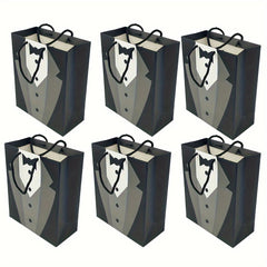 3D Tuxedo Satin Bow Tie Gift Bags for Wedding Groomsmen