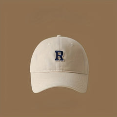 3D R Baseball Cap for Wide Head, Summer Cotton Peaked Cap for Men and Women