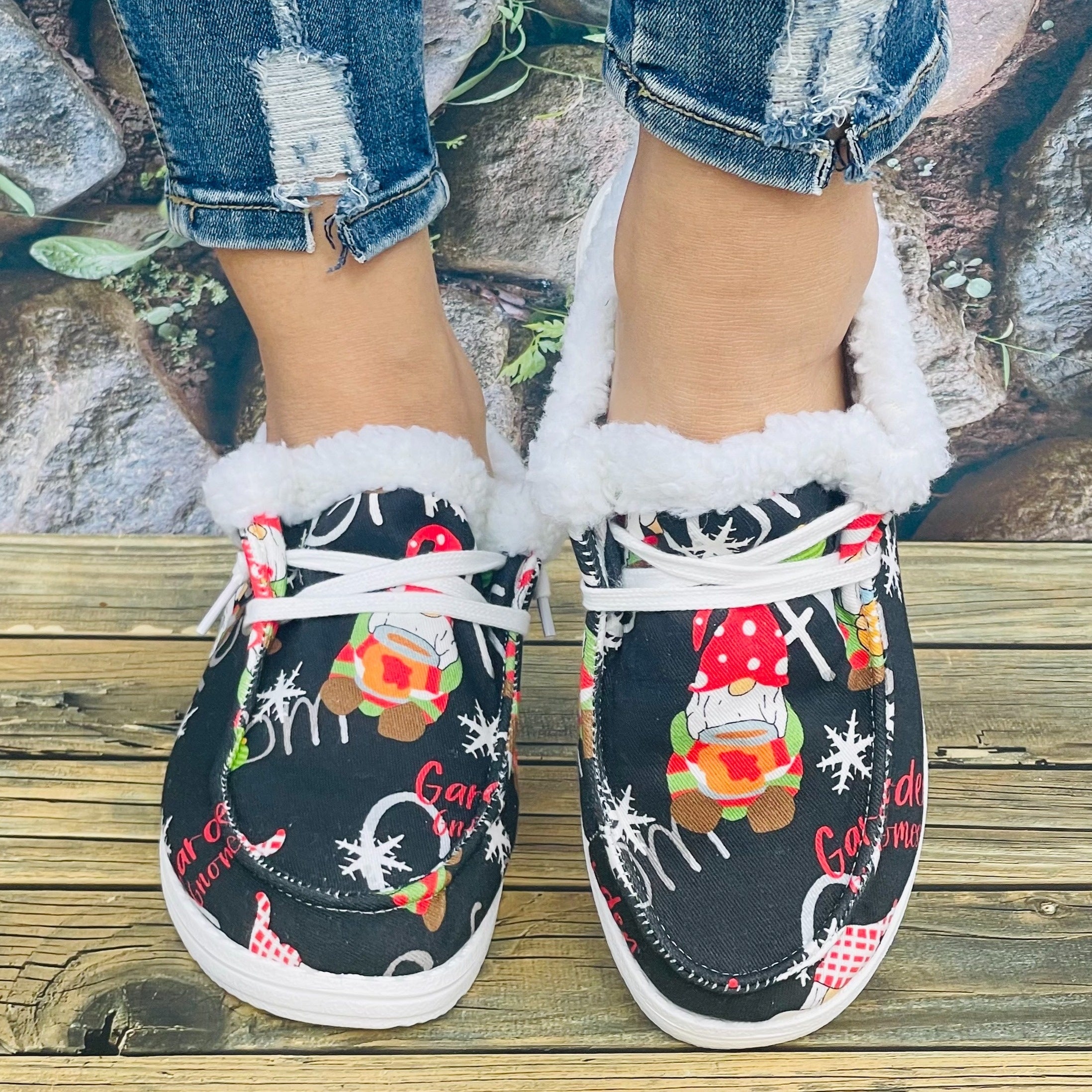 Christmas Santa Pattern Warm Short Boots