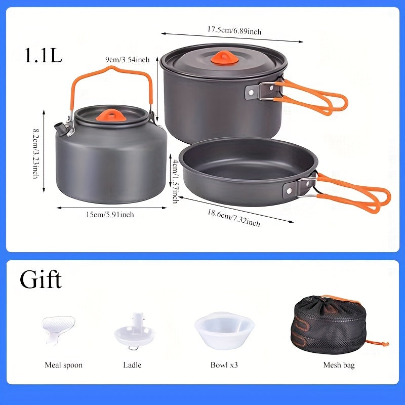 3-in-1 Aluminum Camping Pot Set for Outdoor Picnic