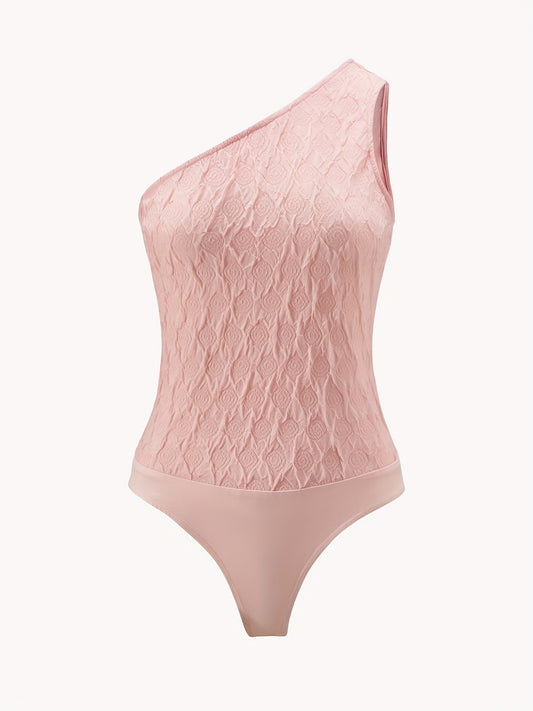 One Shoulder Slim Bodysuit Sexy Sleeveless Bodysuit