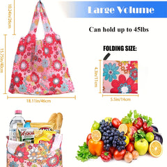 Printed Reusable Grocery Bags Portable Folding Supermarket Shopping Bag